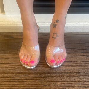 Clear strap cinderrella 2inch wedge sandal. Size 40. Never worn.